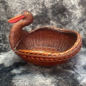 Brown Wicker Duck Basket